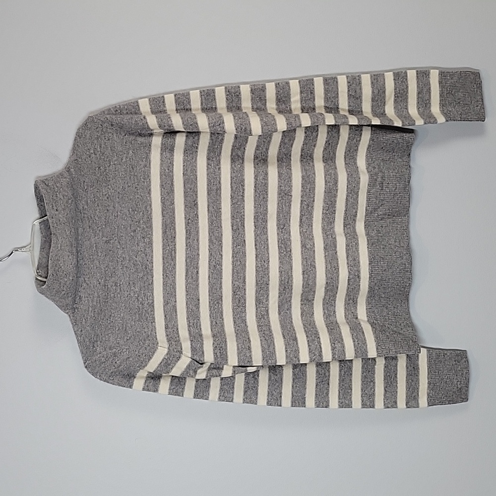 Vince 100% Cashmere gray stripe mock neck sweater